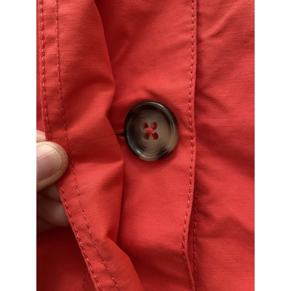 Eddie Bauer Women's M Red Cotton Nylon Blend Lined Button Up Mid-Length Coat
